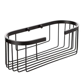 TATAY - Large oval shower basket with front opening. Black aluminium. Dimensions: 12 x11.5 x 30cm