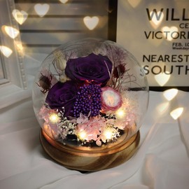 Vesbobo Preserved Flowers Bouquets Unique Rose Preserved Flower Gifts in Glass Dome for Women,Wife, Grandma Suitable for Birthday, Mother’s Day, Valentine’s Day, Anniversary, Christmas