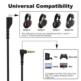 Puiixur Replacement Arctis 5 Audio Cable Cord Compatible with SteelSeries Arctis 3, Arctis Pro, Arctis 5, Arctis 7 Gaming Headset, Audio Cable 3.5mm Fit for GameDac