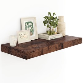 12" Deep Rustic Brown Floating Shelves,Over Toilet Long Wall Mounted Modern Farmhouse 36 inches,Wall Shelves with Invisible Brackets for Bedroom, Bathroom, Living Room, Kitchen, Set of 1