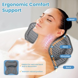 Bath Pillows for Tub, Bath Pillow Luxury Bathtub Pillow for Head and Neck Support, Soft 4D Air Mesh Bath Tub Pillow with Non Slip Suction Cups, Laundry Bag, Spa Gifts Bathtub Accessories for Women Men