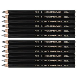 Koh-I-Noor Set of 12 Jumbo Graphite Pencil 1820 10mm Diameter 3x 2B, 2x 4B, 2x 6B, 2x 8B, 3x HB