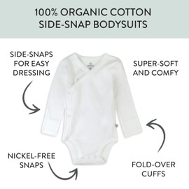 HonestBaby girls 3-Pack Long Sleeve Side-Snap Kimono Bodysuits Organic Cotton for Infant Baby Girls, Green, 9 Months