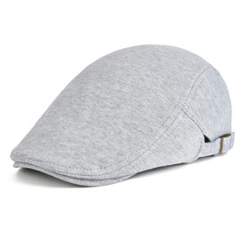 BOTVELA Men Newsboy Cap Cotton Ivy Gatsby Driving Flat Hat (Light Grey)