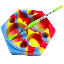 KUVIS 110ml Silicone Wax Container Multi Compartment Non-stick Food Storage Jar with Carving Tool