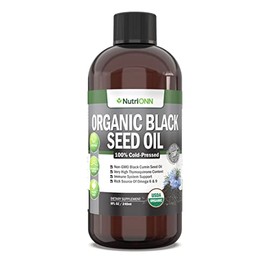 NutriONN Aceite De Semilla Negra Orgánico - Aceite De Semilla De Comino Negro Líquido Orgánico Certificado Por La Usda - Alto Contenido De Timoquinona - Sin Ogm Y Prensado En Frío - Rica Fuente De Áci