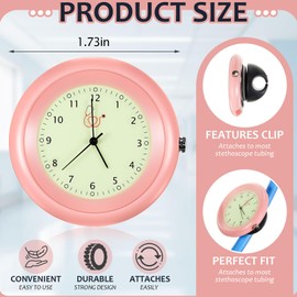 Dansydaisy 1 Pcs Glow in The Dark Stethoscope Watch Nurse Gift Clip on Pocket Watch with Second Hand Appreciation Medical Accessories for Nursing Students Doctor Clinic Staff (Pink)