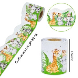 JarThenaAMCS Jungle Animals Bulletin Board Borders Safari Leaves Die Cut Trim Border Roll for Back to School Classroom Animals Theme Baby Shower Birthday Party Decorations 32.8Ft