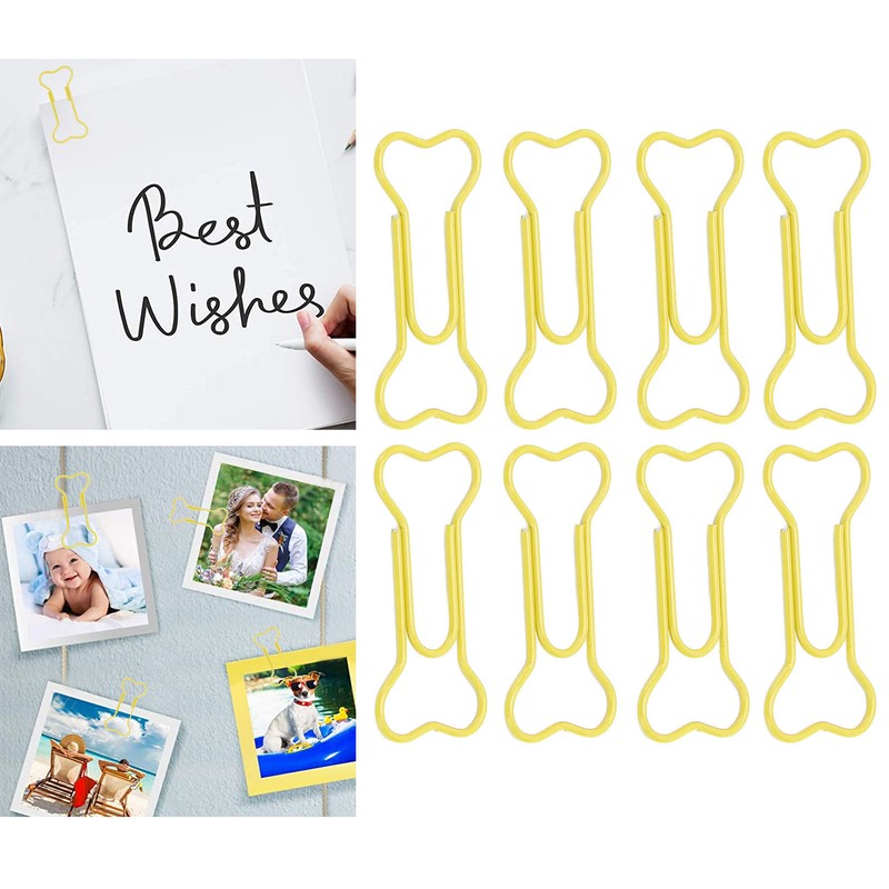 100pcs Colored Dog Bone Shape Paper Clips Black Lightweight Notebook