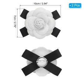 PATIKIL Camellia Flower Brooch, 2 Pcs Flower Brooches for Women Vintage Bow Pin Fabric Rose Brooch Lapel Scarf Buckle Pin Gifts for Sweater Bridal Dress, White