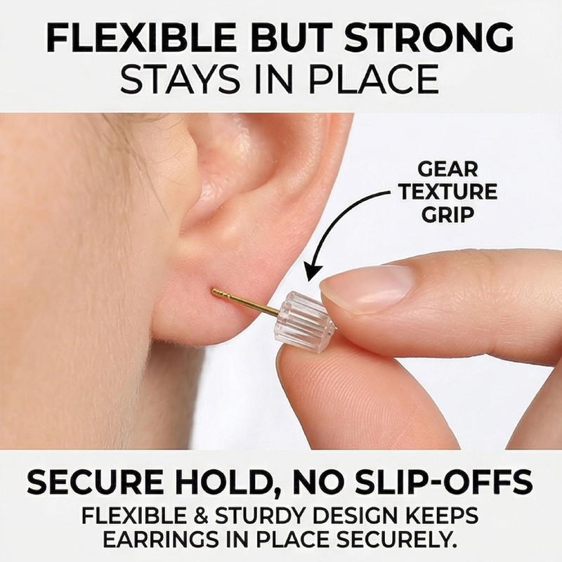 500PCS Clear Silicone Earring Backs Replacements, Soft Rubber Safety Earring