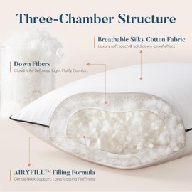 Feather Down Pillows Queen Size Set of 2, Luxury Hotel Quality Fluffy & Comfortable Bed Pillows for Sleeping, Medium Firm Support for Side, Stomach Sleepers, 20x30 in