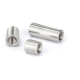 BOZONLI M8 Round Connector Nuts, Female Thread Rod Studding Stainless Steel Round Coupling Nuts, 20mm Length