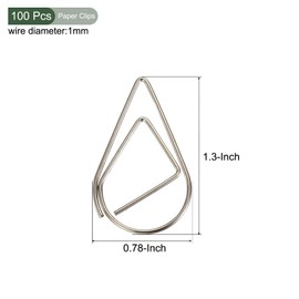 YOKIVE 100 Pcs Paper Clip, Drop-Shaped | Keep Desk Neat, Great Art, Home, Daily Use (Silver, 1.3-Inch)