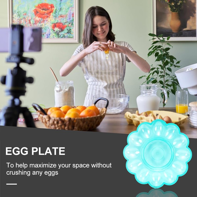 DEARMAMY 3Pcs Easter Egg Plates: Deviled Egg Dishes - 9.4Inches