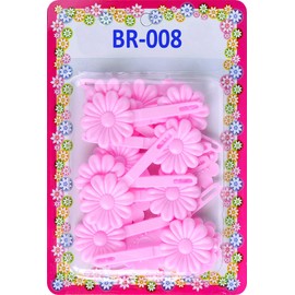 Tara Girls Super Cute Self Hinge Plastic Mulit Design Hair Barrettes Selection. 18 pc Sunflower shape (light pink). Flower size 1.25 inch * 1.25 inch