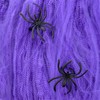 Halloween Colorful Faux Spider Webs with Plastic Spiders Bundle of