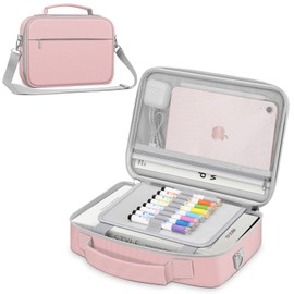 FINPAC Large Bible Cover w/Shoulder Strap, Carrying Book Case Church Bag Bible Protective w/Pen Slots and Zippered Pocket, Gift for Women Lady, Light Pink