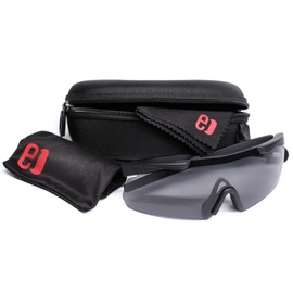 Eclipse Optics Safety Glasses - Shooting Glasses (ANSI Z87.1+ and CE Certified), UV400 Rated, TR90 Frame, Interchangeable Lenses, Lightweight, Shatter Resistant Eye Protection (Black)