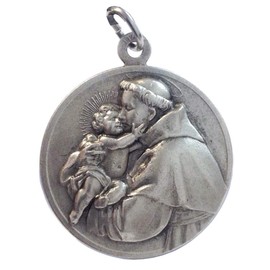 Medal of Saint Anthony of Padua High Relief - Large Size - Big Size - 32mm, Brass, No Gemstone