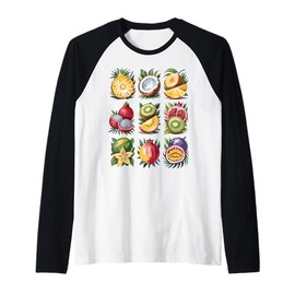Cottagecore Watercolor Fruit Exotic Summer Tropical Colorful Raglan Baseball Tee