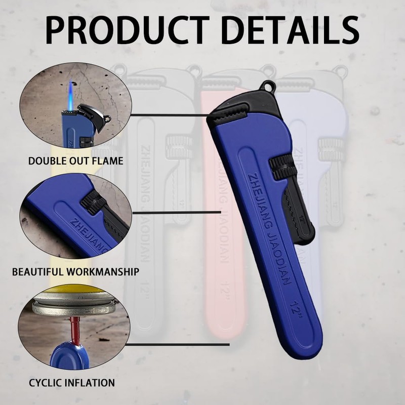 Windproof Torch Lighter, Pipe Wrench Inflatable Lighter, Fun Novelty Lighter,