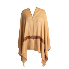 Kashmkari Saffron Merino Wool Scarf with Vibrant Sozni Embroidery – Rich Red and Earthy Floral Motifs – Lightweight and Luxurious.