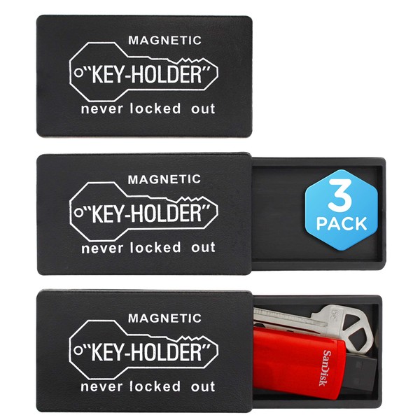 RamPro Hide A Key Magnetic Key Holder Under Car So You Never Lock Out - Plastic Magnet Key Hider to Store a Spare Key for Your Storage, Home, Office, or Vehicle - 3 pk
