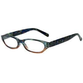 Calabria 4377 Cat Eye Colorful Floral Paisley Reading Glasses +4.50 Brown Women Readers Cute Eyeglass w/Soft Case