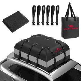 Waterproof Car Roof Bag Cargo Carrier - 20.07 Cubic Feet Extra Large Storage with Anti-Slip Mat, Door Hooks & Packing Bags. Safe Heavy Duty Travel Solution for Family Trips, Camping, Vacation