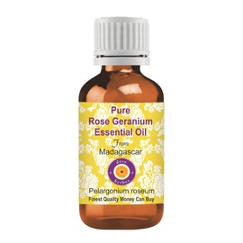 Deve Herbes Pure Rose Geranium Essential Oil (Pelargonium roseum) Steam Distilled 100ml (3.38 oz)