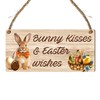 Bunny Kisses & Easter Wishes Wooden Plaque - Handcrafted Easter