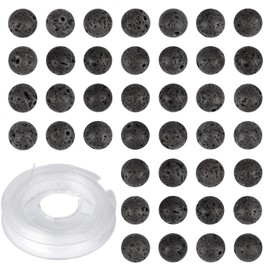 CMBYN 6mm 200pcs Natural Stone Beads Black Lava Round Genuine Stone Beading Loose Gemstone Hole Size 1mm DIY Charm Smooth Beads for Bracelet Necklace Earrings（Black Lava 6mm）
