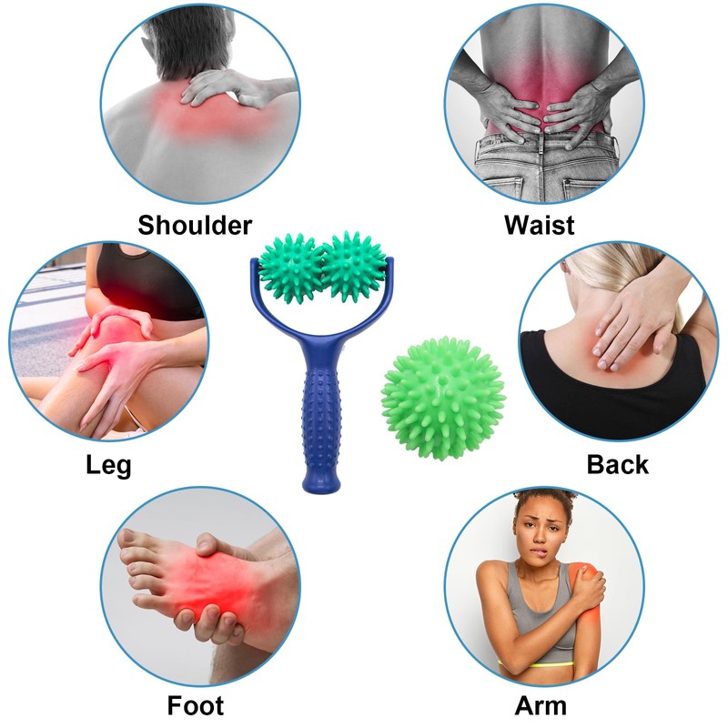 Removable massage rollers with handles, comes with 1 hedgehog ball