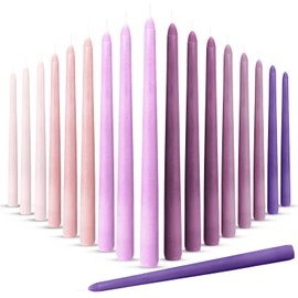 Nuanchu 24 Pcs Taper Candles 10 Inch (H) Dripless Tapered Smokeless Long Tall Unscented Dinner Candle for Household Wedding Party Home Decor Candlesticks, Long Burning (Gradient Purple)