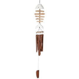 Cohasset Gifts 109W Cohasset Tail Bone Fish Bamboo Wind Chime, Distressed White Finish
