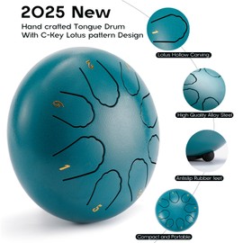 Anacasa Steel Tongue Drum Set - 6 inch 8 Note Rain Hand Pan Drum for Kids & Adult Music, Yoga, Prenatal & Outdoor Garden Use With Drum Mallets