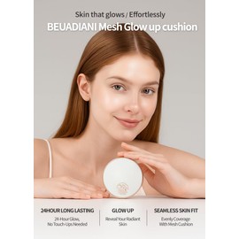 Beaudiani Mesh Glow Cushion Foundation Dewy Korean Cushion with Gemstone Complex & Skincare Benefits (12g) (#2 Modern Cover Daily (Shade #22-23))