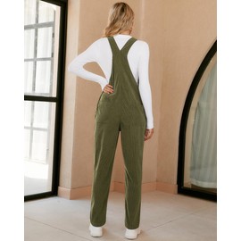 Roskiky Womens Dungarees Corduroy Overall Women Comfy Overalls For Women Winter Moss L