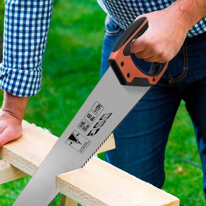 14 Inch Wood Hand Saw, 11 TPI Universal Handsaw Non-slip