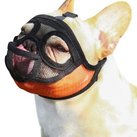 Short Snout Dog Muzzle - Adjustable Breathable Mesh Bulldog Muzzle, Dog Mask for Barking Biting Chewing Training (Size S)