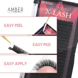 Amber Lash X-Lash MIX SET OF 8-15 mm, Mink Lash for Professional Eyelash Extension, Various Thickness and curls, Eyelash Extension Supplies (0.10 mm, D)