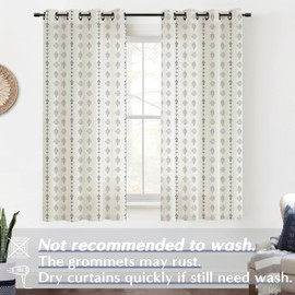 Lino Rosa French Country Chinoiserie Curtains for Living Room,Shibori Tie Dye Sheer Opaque Curtains for Bedroom,Ocean Dark Blue,63 Inch Length