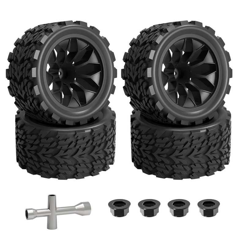Hosim 4pcs 12mm hex Wheels and Tires for RIAARIO and