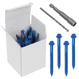 Mardatt 52Pcs 1/4" x 2-1/4" Concrete Screws, Slotted Hex Washer Head Concrete Screws Anchor with Drill Bit and Hex Bit Socket, Self Tapping Masonry for Anchoring to Masonry Block Brick Stucco