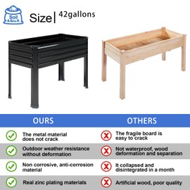 DIIYIV Galvanized Raised Garden Bed with Legs,48×18×30in Elevated Planter Box for Backyard,Garden, Patio, Balcony, 300lb Capacity,Planters for Outdoor Plants,Black