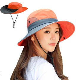 WITERY Women Sun Hat UV Protection Summer Bucket Hat Foldable Wide Brim Gardening Hat for Travel Hiking Fishing Beach Orange