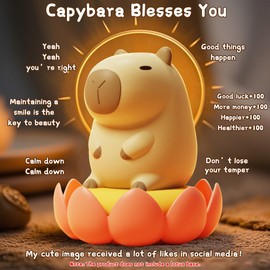 FAMIDUO Cute Capybara Night Light, LED Squishy Novelty Animal Night Lamp,2 Levels Dimmable/Timer Nursery Nightlight for Kids, Rechargeable Touch Bedside Lamp, Bedroom/Dorm Decor, Baby Boys Girls Gifts