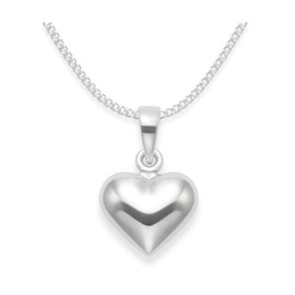 Heather Needham Children's Sterling Silver Heart Necklace on 14" (35cm) Silver Chain - Double Sided - Size: Tiny 10mm x 8mm. Much Smaller Than Shown. See Second Photo.Gift Boxed. 8178/14