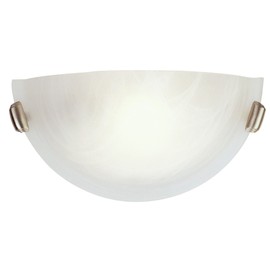 Livex Lighting 4271-91 Home Basics 1 Light Brushed Nickel Wall Sconce with White Alabaster Glass